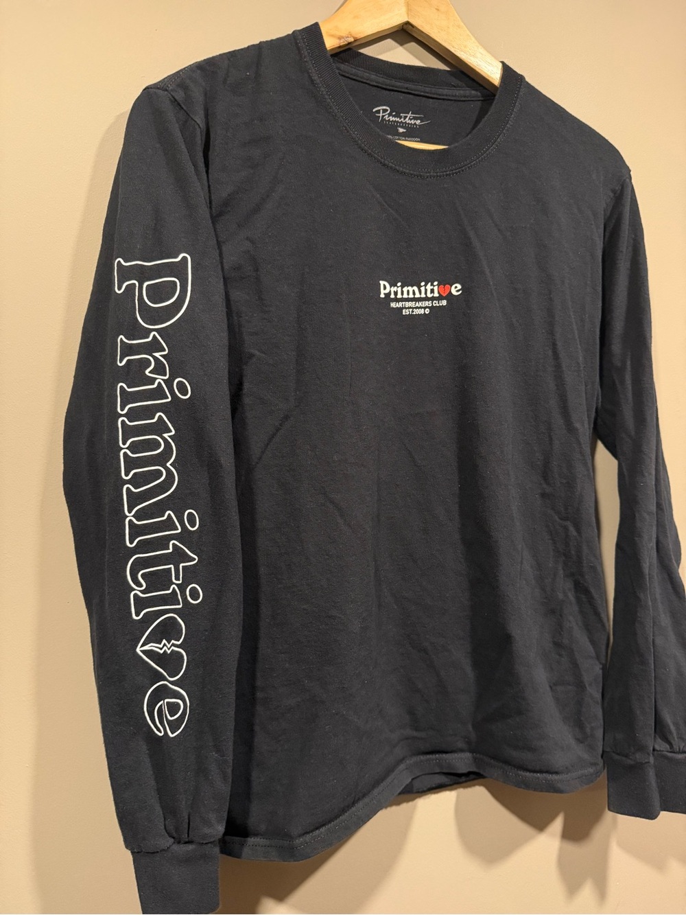 Primitive Black Long Sleeve Shirt with White Chest & Sleeve Logo image 2